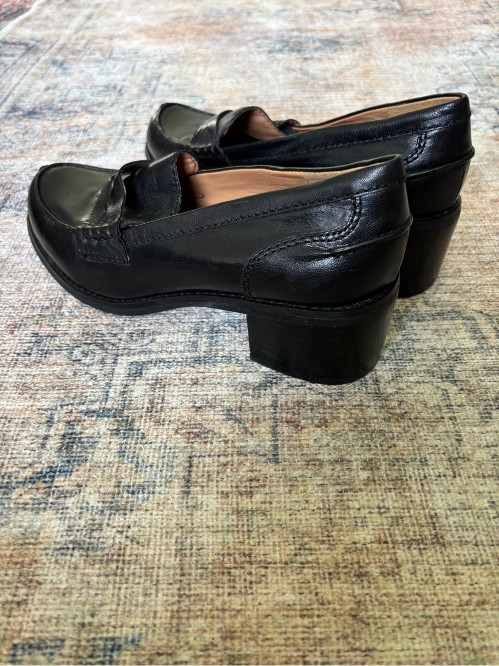 Nine West Black Leather Penny Loafers for Women - Picture 11 of 16